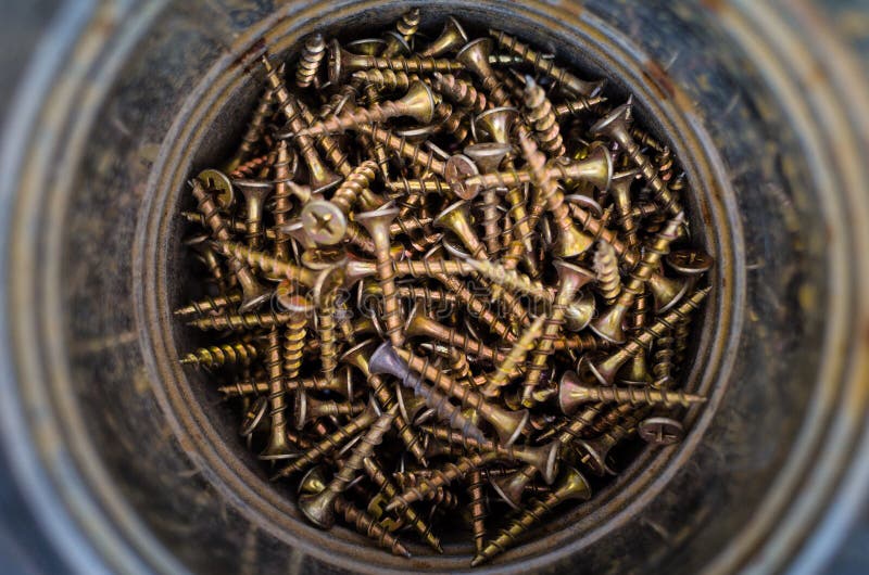 Bucket of Screws stock photo. Image of bucket, pile, steel 52077130