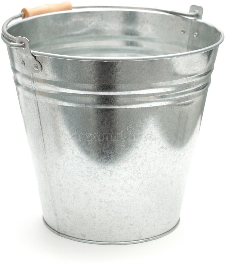 Metal bucket with water stock image. Image of water, white 32330031