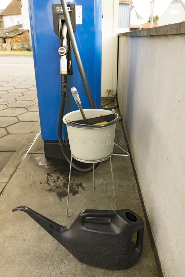 Bucket with Water on Gas Station Stock Image Image of cleaner, bucket