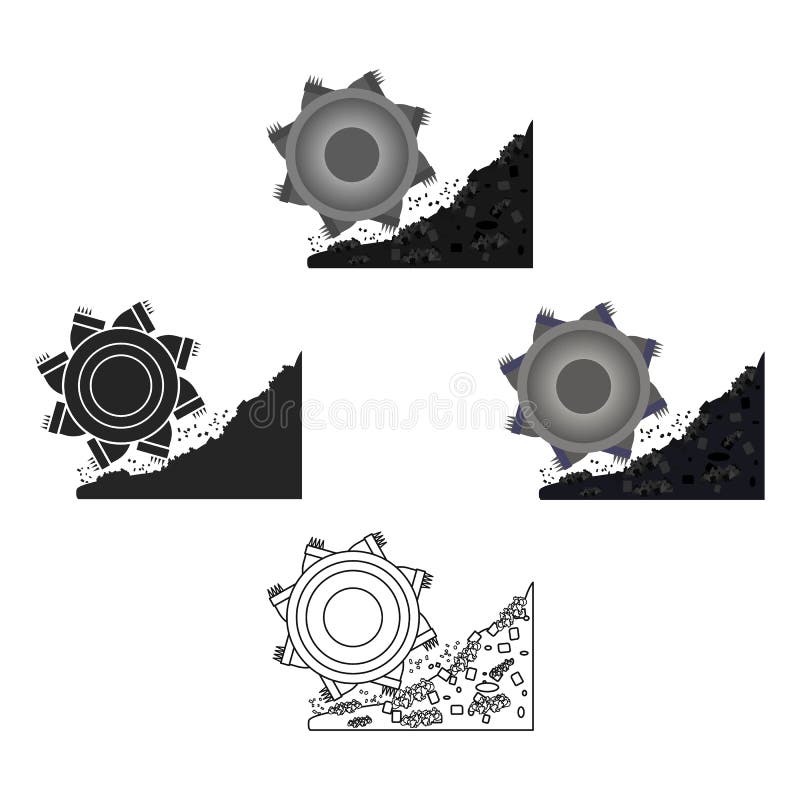 Bucket-wheel Excavator Icon in Cartoon Style Isolated on White