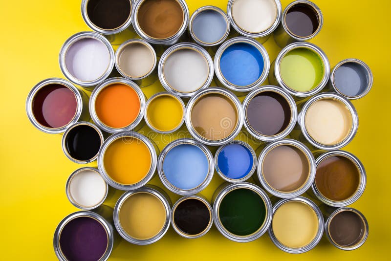 Buckets Full of Rainbow Colored Oil Paint Stock Photo Image of