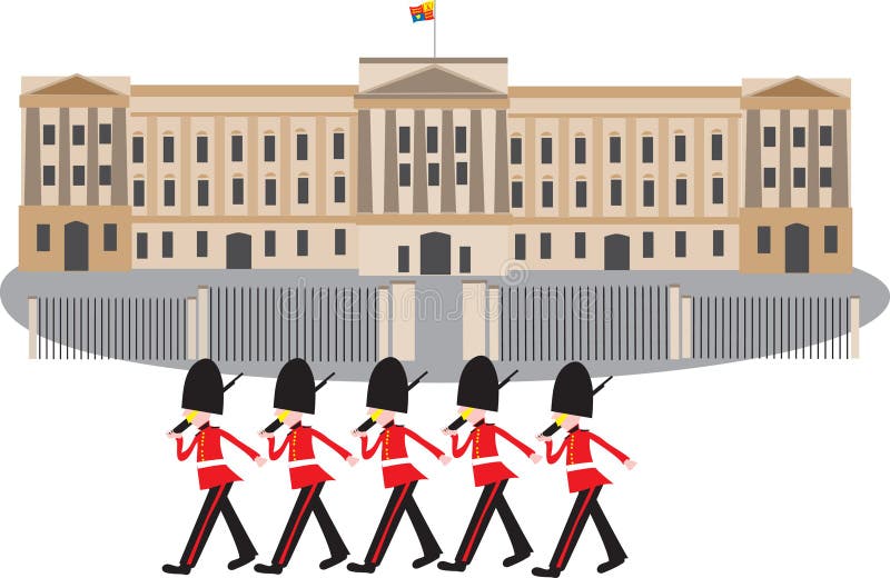 Buckingham Palace met wachten vector illustratie Buckingham Palace met wachten vector illustratie