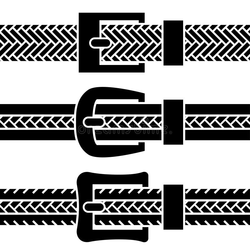 Buckle braided belt black symbols