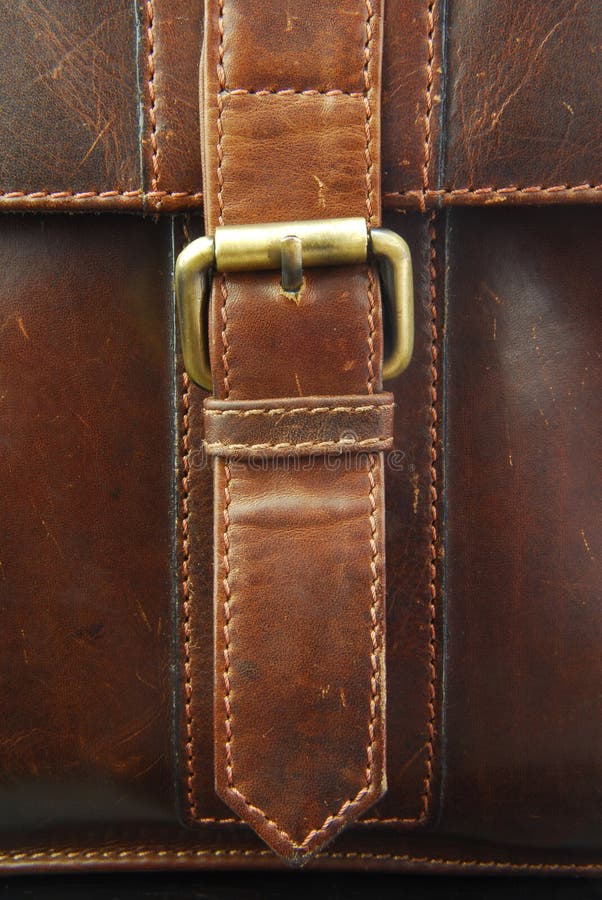 Buckle on leather briefcase