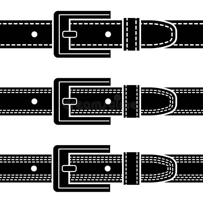 Buckle Quilted Belt Black Symbols Stock Vector - Illustration of ...