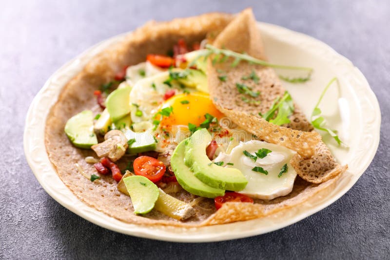 Buckwheat Crepe with Egg Cheese Stock Image Image of food, dinner