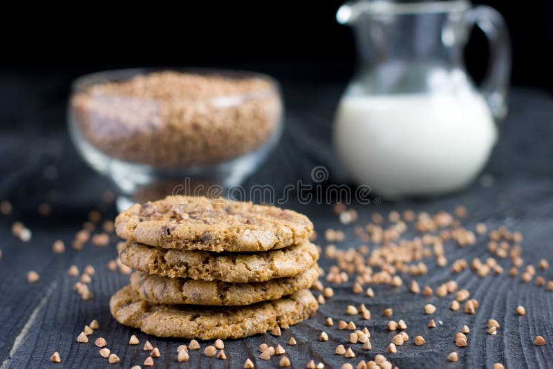Buckwheat Flour Cookies with Chocolate Stock Photo Image of food