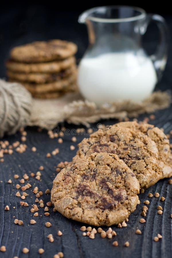 Buckwheat Flour Cookies with Chocolate Stock Photo Image of