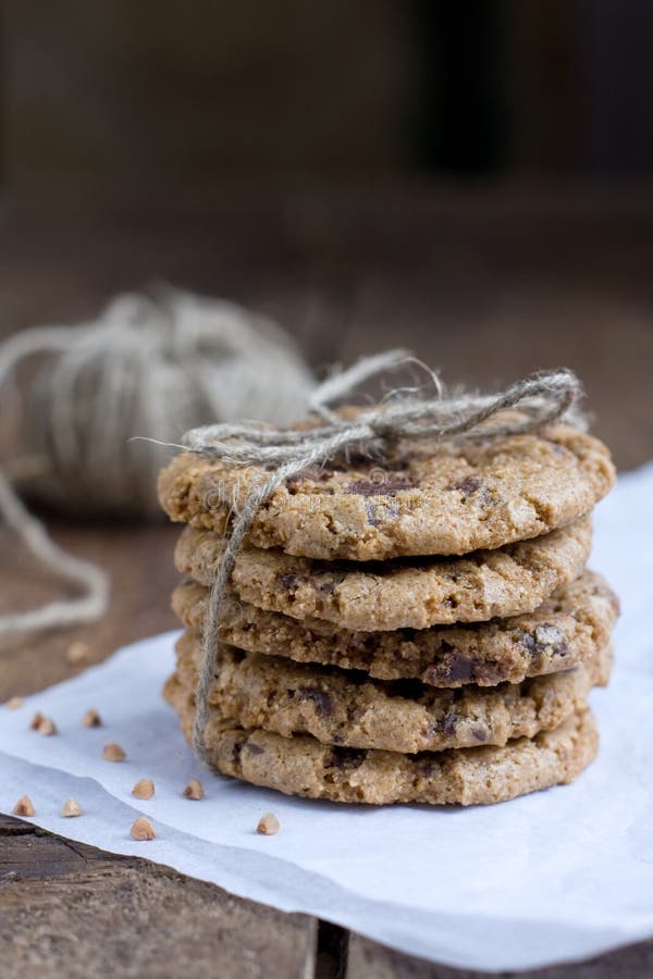 Buckwheat Flour Cookies with Chocolate Stock Photo Image of homemade