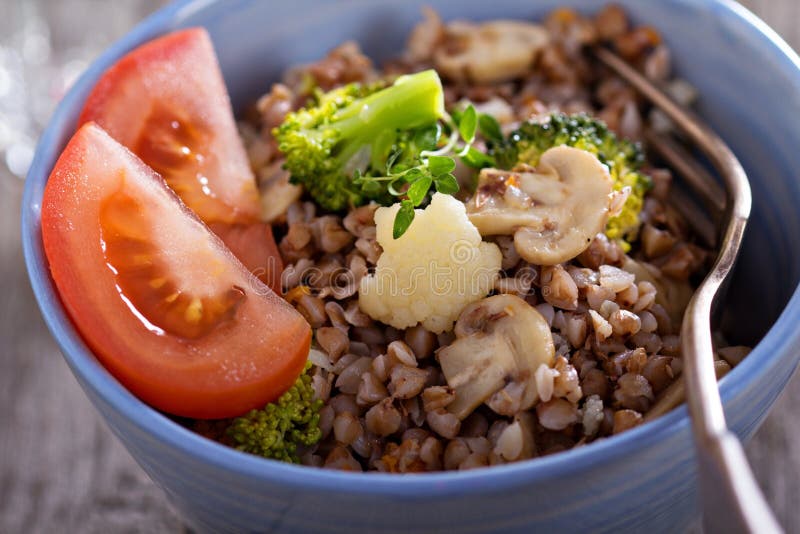 Buckwheat with Mushrooms and Vegetables Stock Image Image of closeup