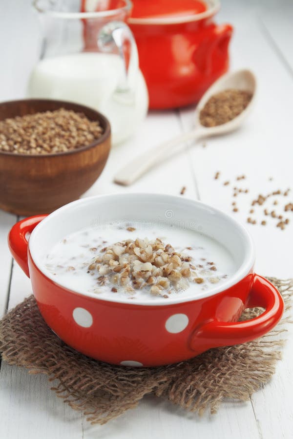Buckwheat Porridge with Milk Stock Image Image of bowl, national
