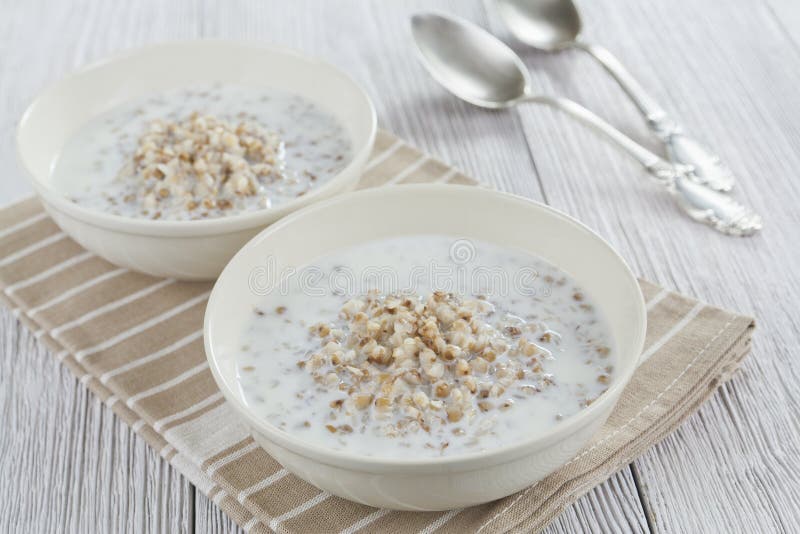 Buckwheat Porridge with Milk Stock Image Image of nutrition, healthy
