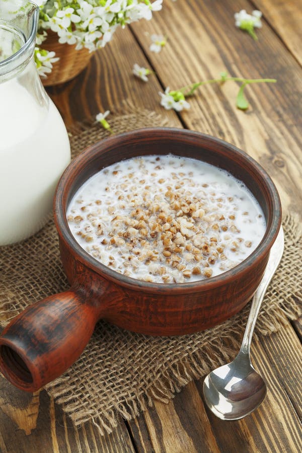 Buckwheat Porridge with Milk Stock Image Image of cooking, organic