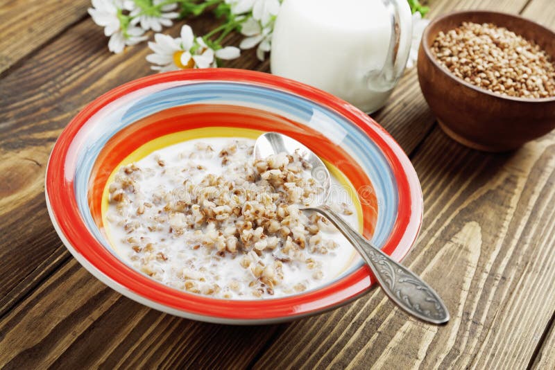 Buckwheat Porridge with Milk Stock Image Image of organic, cereal