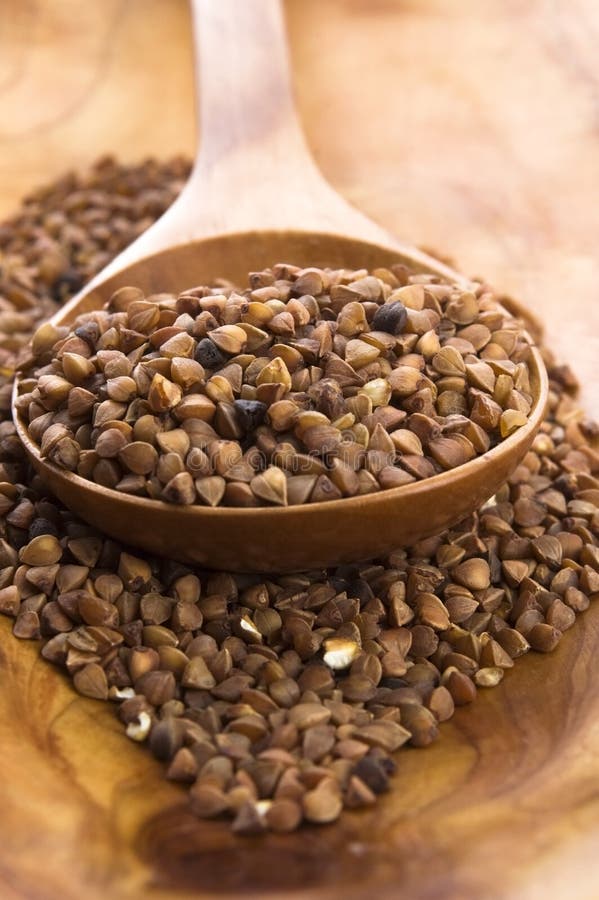 Buckwheat Seeds on Wooden Spoon Stock Photo Image of diet, healthy