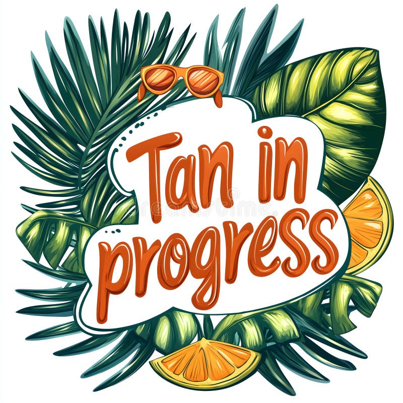 Bucurându-se de vibe de vară cu o temă tropicală care sărbătorește un bronz în desfășurare Generativ AI. Elementele tropicale vibrante înconjoară un mesaj jucăuș despre tăbăcire, care produce căldură și relaxare sub soare. O reprezentare perfectă a activităților de distracție și agrement în timpul verii
