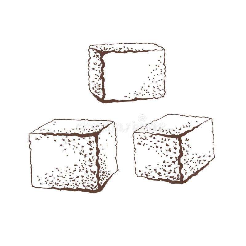 Bucăți de zahăr brut din trestie de zahăr în stil vectorial alb și negru minimalist. Îndulcitor natural grafic pentru ambalarea al royalty free illustration
