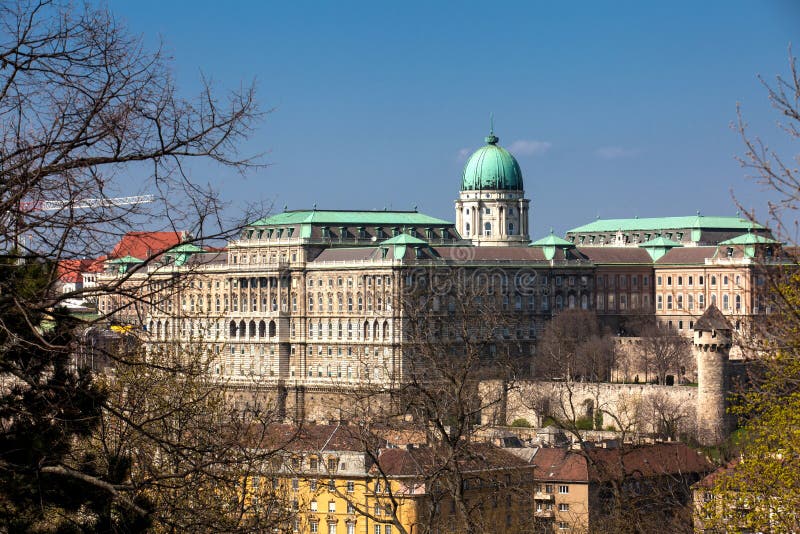 Buda Castle seen from the Garden of Philosophy royalty free stock photo Buda Castle seen from the Garden of Philosophy royalty free stock photo