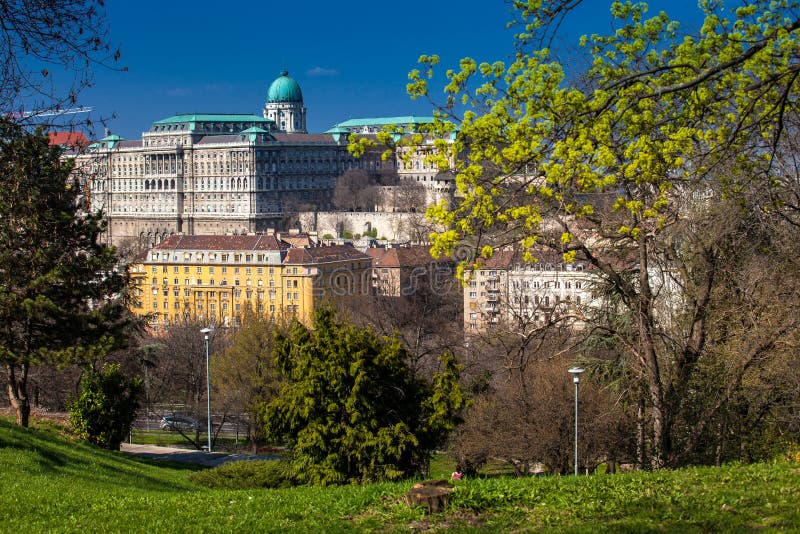 Buda Castle seen from the Garden of Philosophy royalty free stock image Buda Castle seen from the Garden of Philosophy royalty free stock image