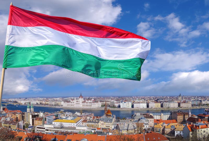 Budapest with Flag of Hungary Stock Photo Image of europe, panorama