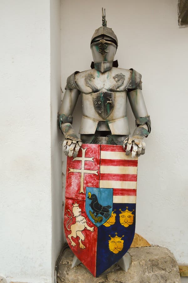 Knight Armor in Front of Restaurant Near Buda Castle in Budapest on