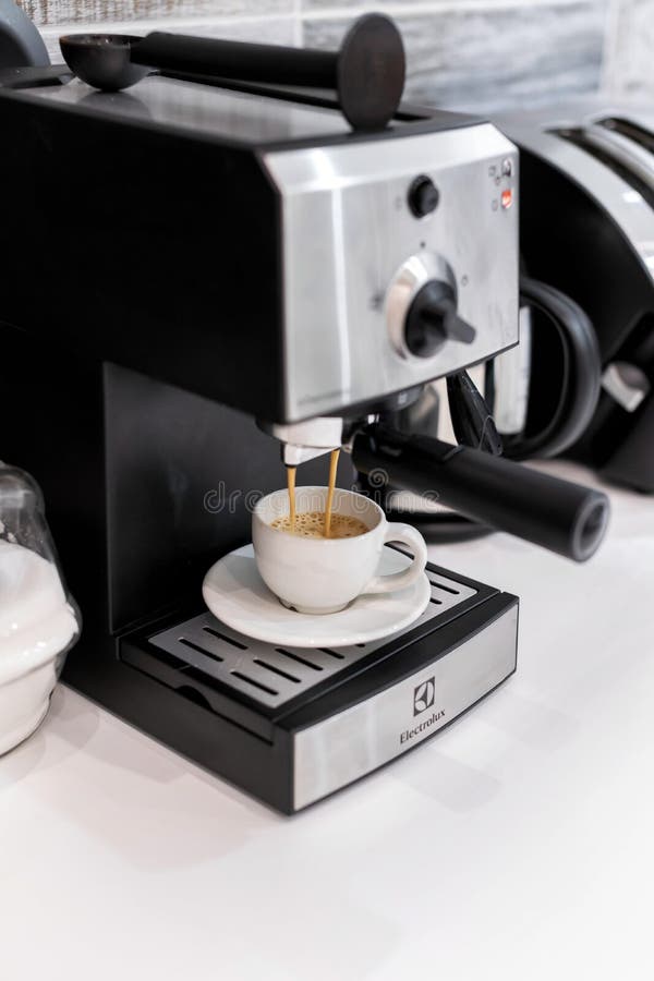 Budapest, Hungary February 27, 2019 Coffee Making Process with