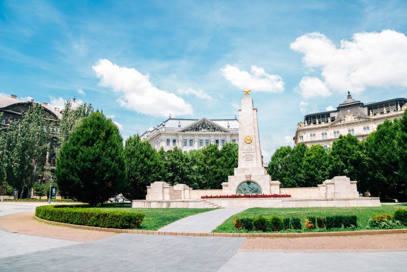Soviet War Memorial at Liberty Square in Budapest, Hungary Editorial