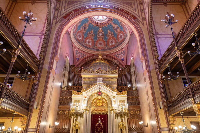 Budapest jewish synagogue architecture detail in Budapest in Hungary stock photo