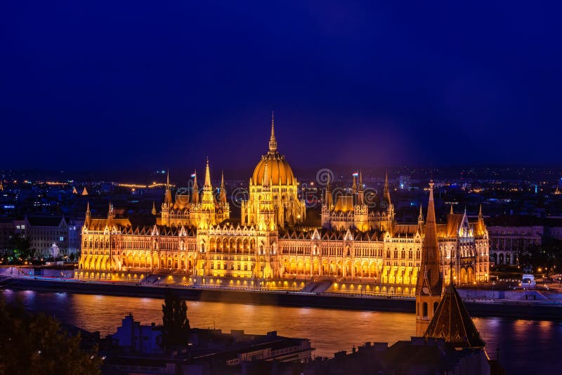 Budapest Parliament at night.