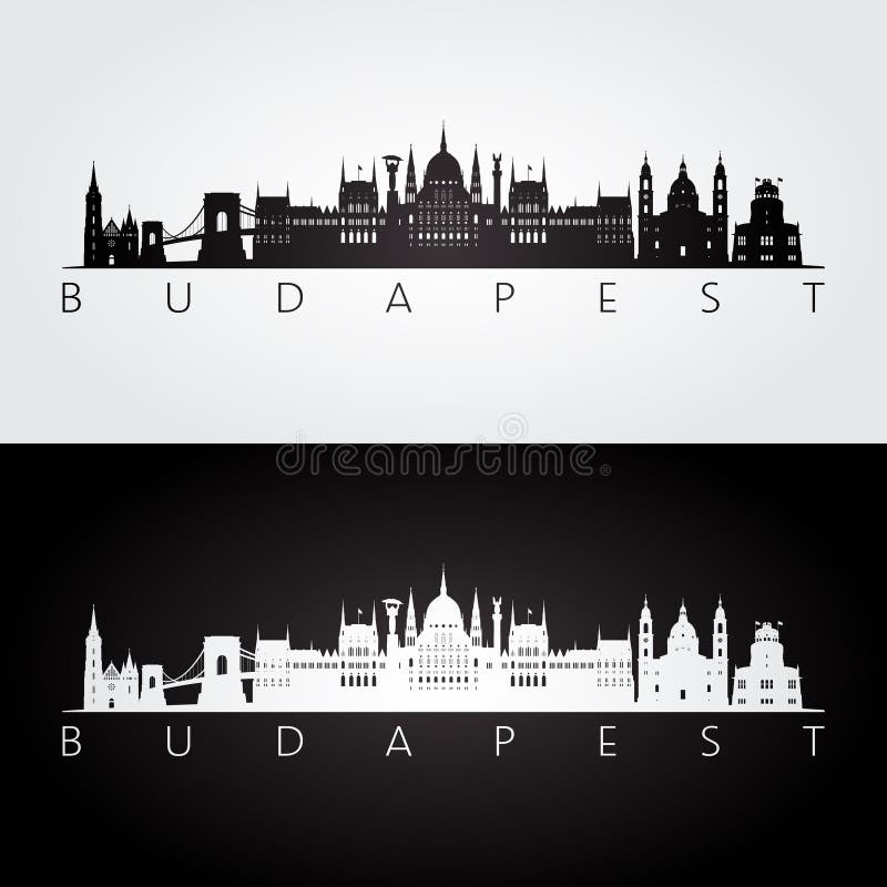 Budapest skyline and landmarks silhouette