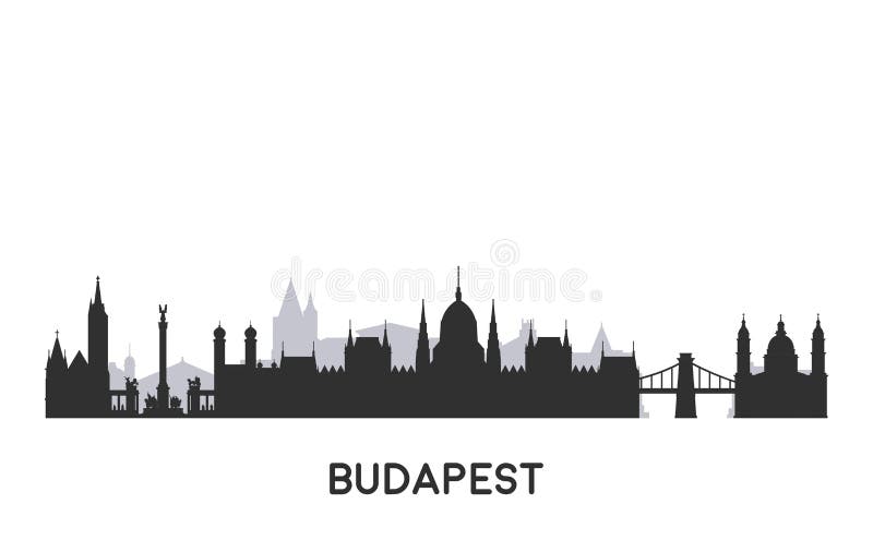 Budapest skyline silhouette.