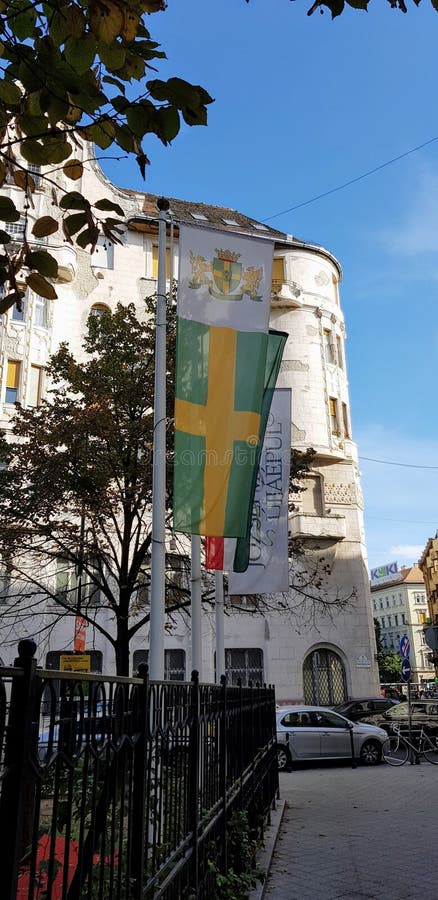 Budapest, Ungheria - 2019 10 13 : Edificio Guttenberg-otthon a Budapest, Ungheria immagine stock Budapest, Ungheria - 2019 10 13 : Edificio Guttenberg-otthon a Budapest, Ungheria immagine stock