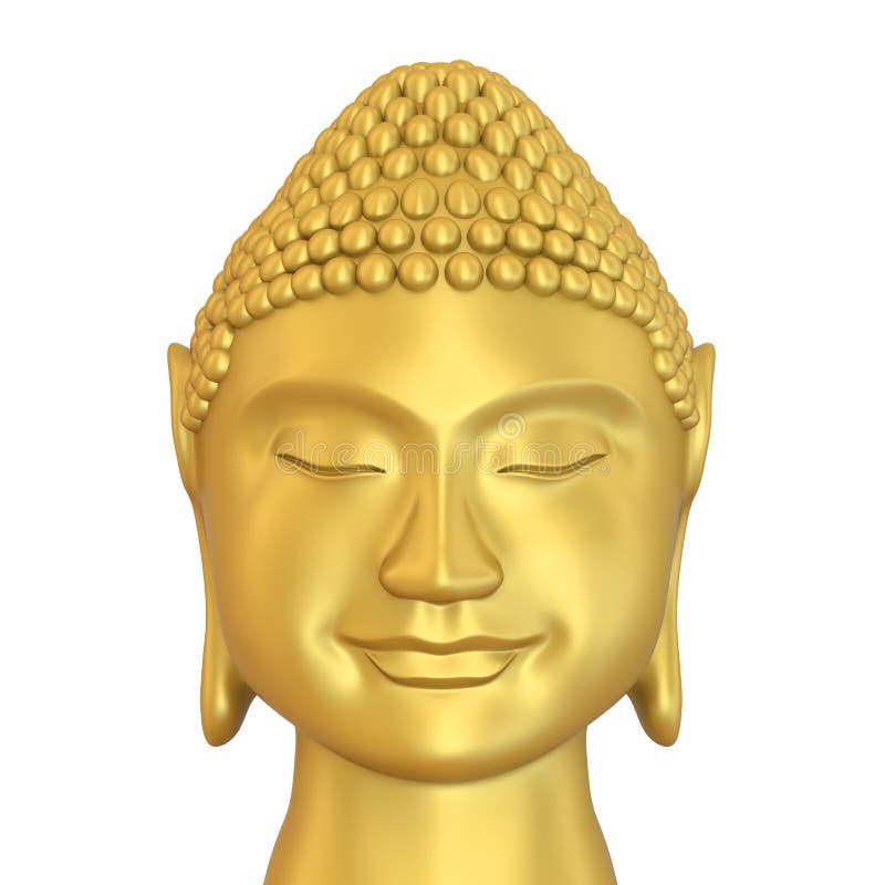 Budda staue. Buddha głowy statua na białym tle 3 d czynią