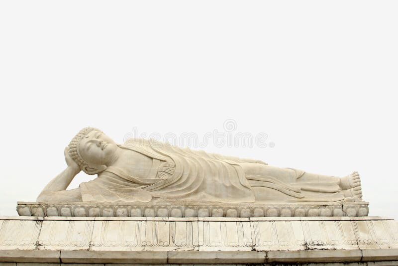 White peaceful marble Reclining Buddha in the Seven Star Crags National Park, Zhaoqing, China. White peaceful marble Reclining Buddha in the Seven Star Crags National Park, Zhaoqing, China