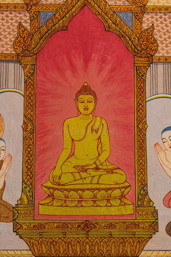 Buddha drawing on wall stock image. Image of pattern - 131208803