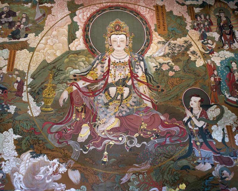 This is a Chinese realistic painting of free bodhisattva. Gongbi is a traditional Chinese realistic painting characterized by fine brushwork and close attention to detail.rn. This is a Chinese realistic painting of free bodhisattva. Gongbi is a traditional Chinese realistic painting characterized by fine brushwork and close attention to detail.rn