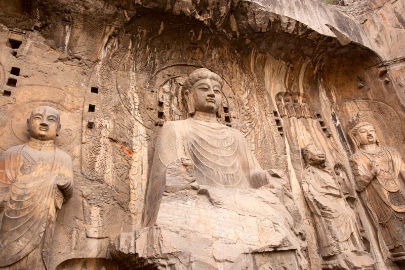 buddha grottor longmen arkivfoto buddha grottor longmen arkivfoto