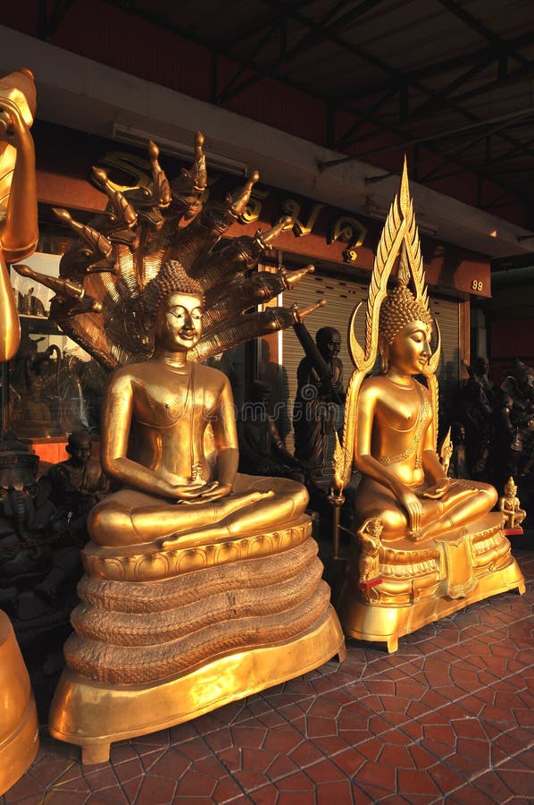 Buddha Group Standing with Beautiful Roof Old Styl Stock Image Image
