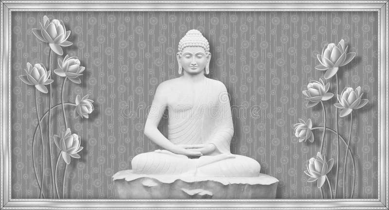 Buddha Illustration Wall Art Rendering Wallpaper for Living Room and Bedroom.  Lord Buddha Digital Art Work. Stock Illustration - Illustration of buddha,  bedroom: 186006117