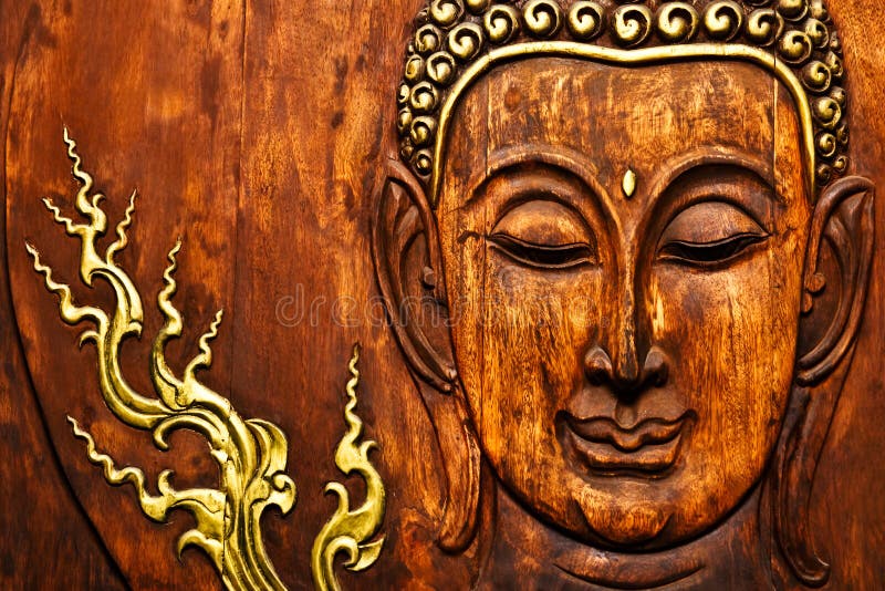 Buddha image in Thai style wood carving