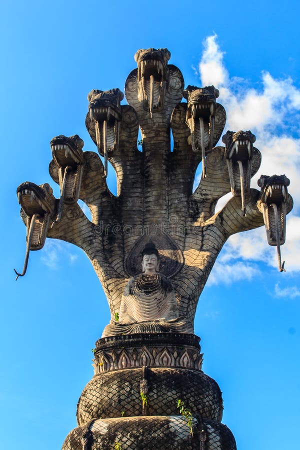 Sala Keoku, the park of giant fantastic concrete sculptures inspired by Buddhism and Hinduism. It is located in Nong Khai, Thailand. Sala Keoku, the park of giant fantastic concrete sculptures inspired by Buddhism and Hinduism. It is located in Nong Khai, Thailand