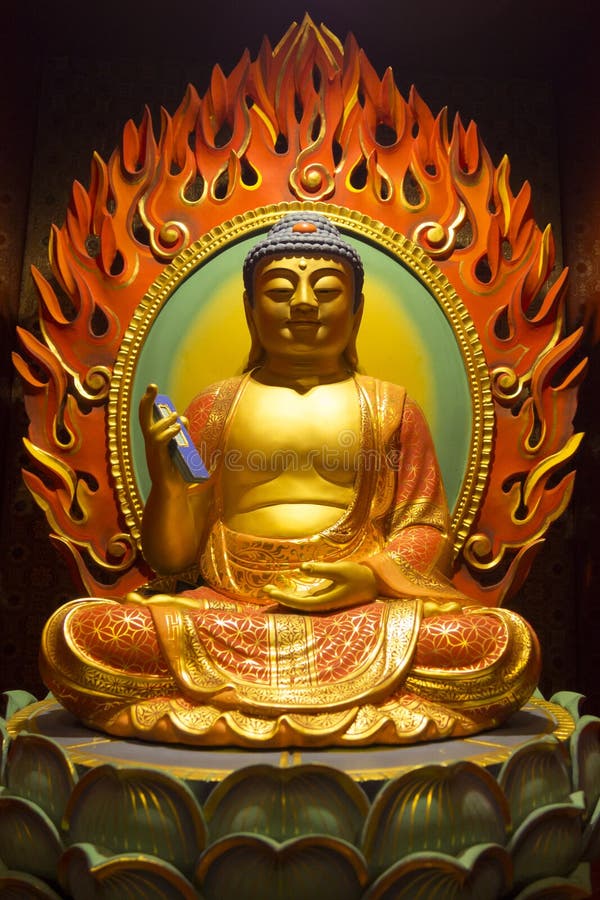 Buddha with mobile