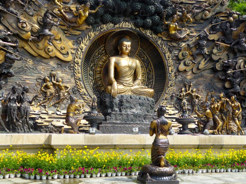 Buddha Murals statue at Lingshan royalty free stock photos Buddha Murals statue at Lingshan royalty free stock photos