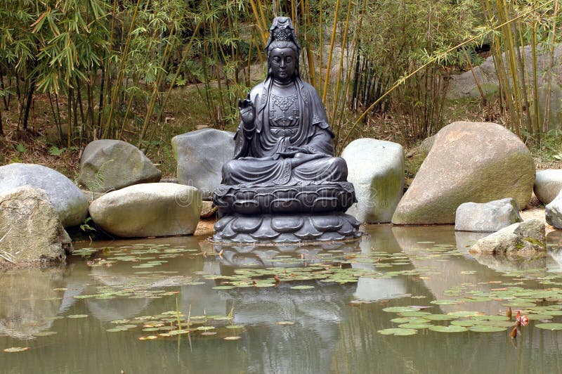 Buddha at pond stock photo. Image of statue, rocks, religion 7113330