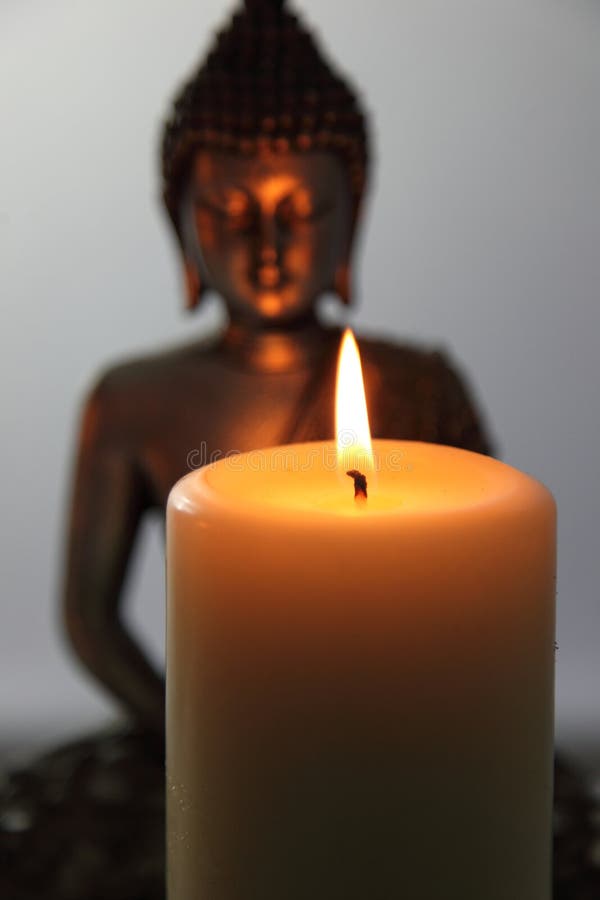 Buddha Statue and Candlelight Stock Photo Image of decoration