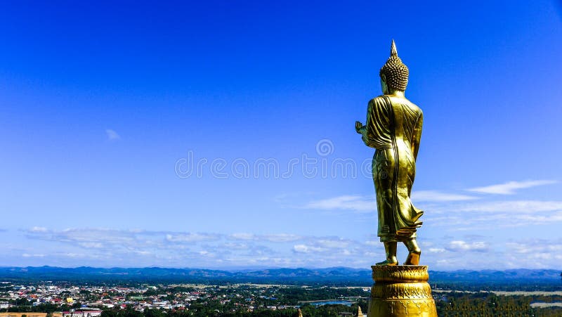 Buddha statue on city view with blue sky background in Thailand royalty free stock image Buddha statue on city view with blue sky background in Thailand royalty free stock image