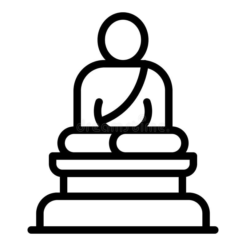 Buddha Statue Icon Outline Vector. Asian Mountain Stock Vector