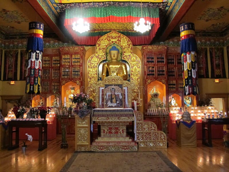 Buddha statue, Karma Triyana Dharmachakra Tibetan Buddhist Monastery stock photo