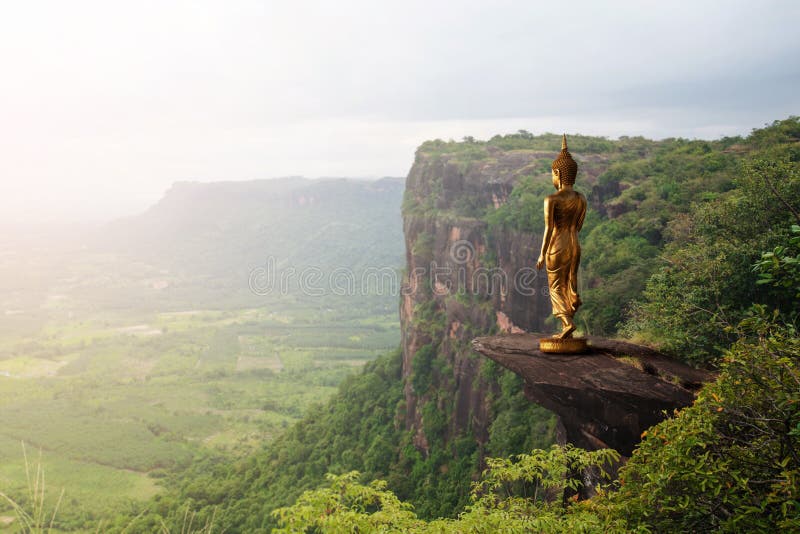 Buddha Statue on Mountain with Nature Background Stock Image Image of