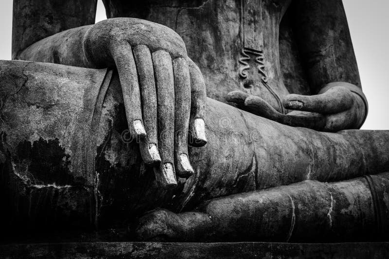 Buddha-Statuenhandabschluß herauf Detail stockfotografie Buddha-Statuenhandabschluß herauf Detail stockfotografie